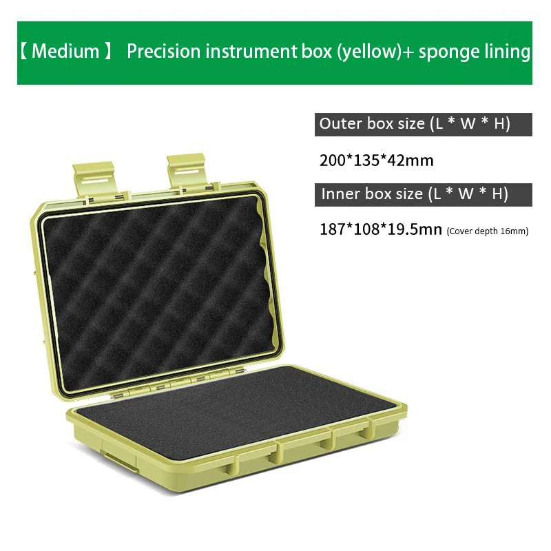 1PC waterdichte opbergkoffer draagbare hardware gereedschapskist met spons verzegeld schokbestendig veiligheid bescherm apparatuur doos gereedschap organisator: YELLOW