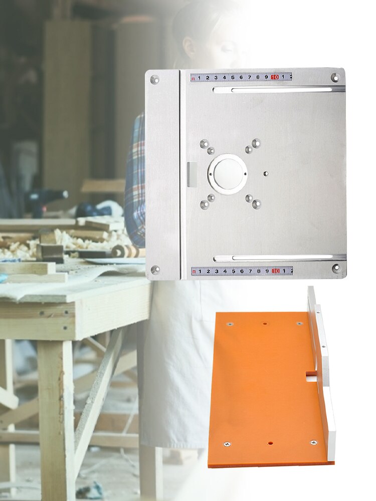 Aluminium Router Table Insert Plate Electric Wood Milling Flip Boardwith Miter Gauge Guide Set Table Saw Woodworking Workbench