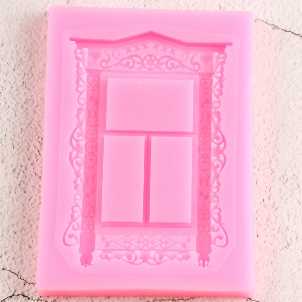 DIY Fenster Kuchen Grenze Silikon bilden Linderung Rahmen Fondant Formen Kuchen Dekorieren Werkzeuge Süßigkeit Tonne Schokolade Gumpaste Formen