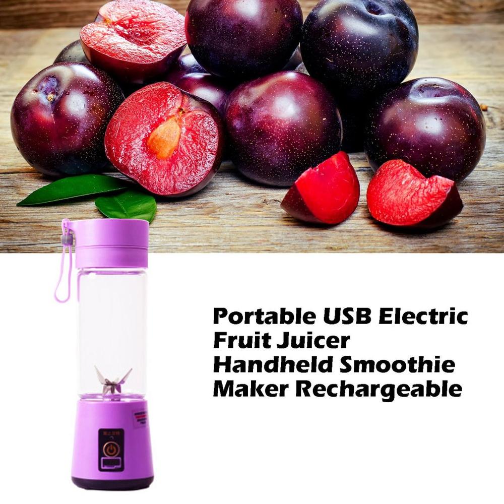 Miniexprimidor de frutas eléctrico portátil, batidora de mano, agitador, recargable por USB, taza de agua para zumo, 380ml