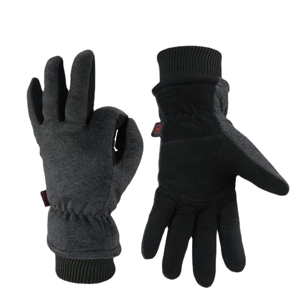 Winter Handschuhe Hirschleder Leder Wasser-Beständig Winddicht Isolierte Arbeit Handschuh für Driving Radfahren Wandern Schnee Skifahren 8008: Gray / M