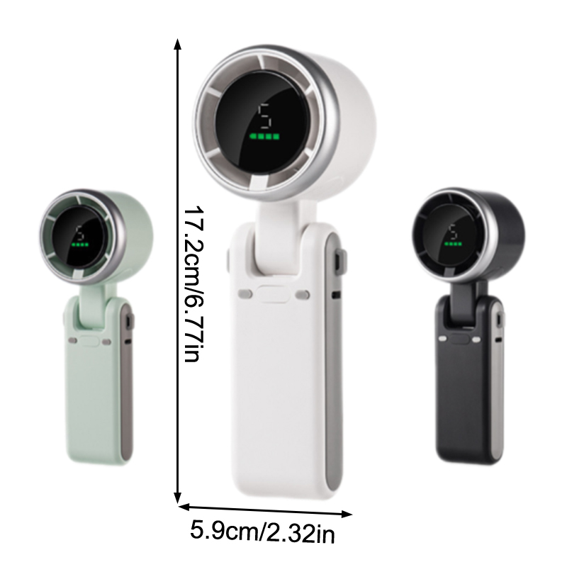 1pc handhållna fläktar med digital display bärbar resefläkt mini hopfällbar skrivbordsfläkt med 5- justerbara hastigheter för utomhusbruk