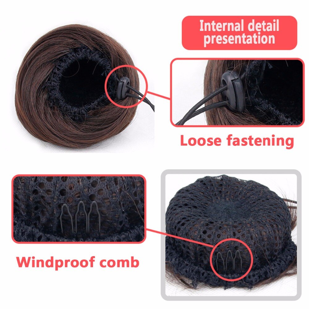 Clip de moño de pelo rizado Allaosify en moño de pelo Donut postizos de rodillo sintético de alta temperatura accesorios de moño para el cabello