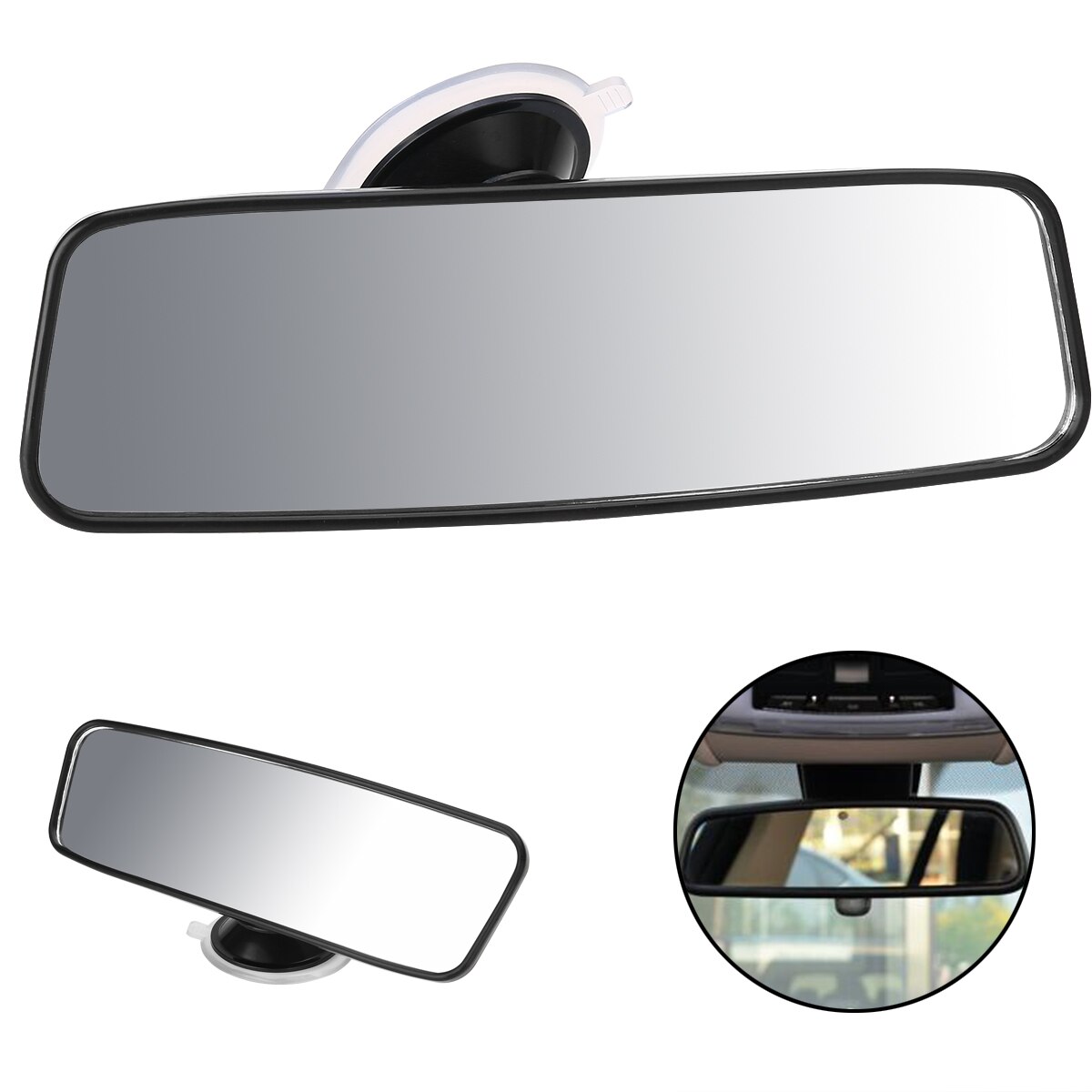 1 Uds. Espejo retrovisor interior trasero de 20x6 cm panorámico gran angular trasero para asiento trasero de coche Vista de bebé camión espejo retrovisor plano ancho ventosa