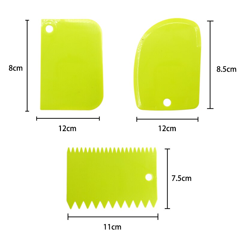 3 Stks/set Multifunctionele Plastic Fondant Cake Gebak Cutter Butter Schraper Deeg Cutter Keuken Bakken Gebak Gereedschap Cake Spatel