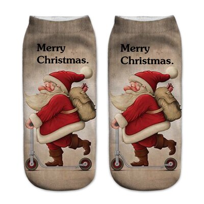 3d print kerstsokken unisex cartoon eland sneeuwpop kerstman damessokken laag uitgesneden enkel kerst calcetines vrouw jaar: 3