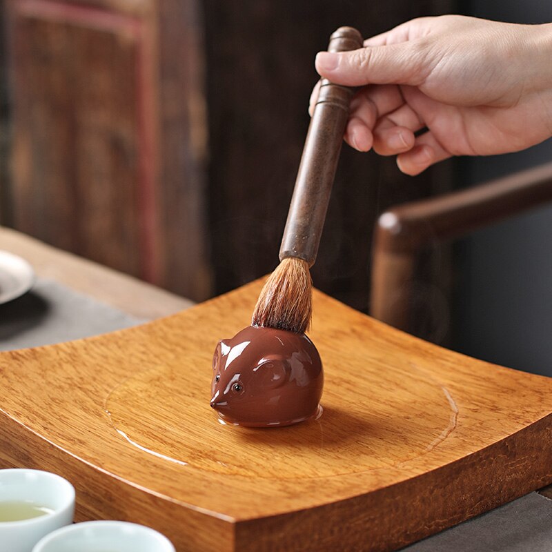 Ceramic tea pets cute rat ornaments tea play tea art lucky rat tea tray home gardening decoration