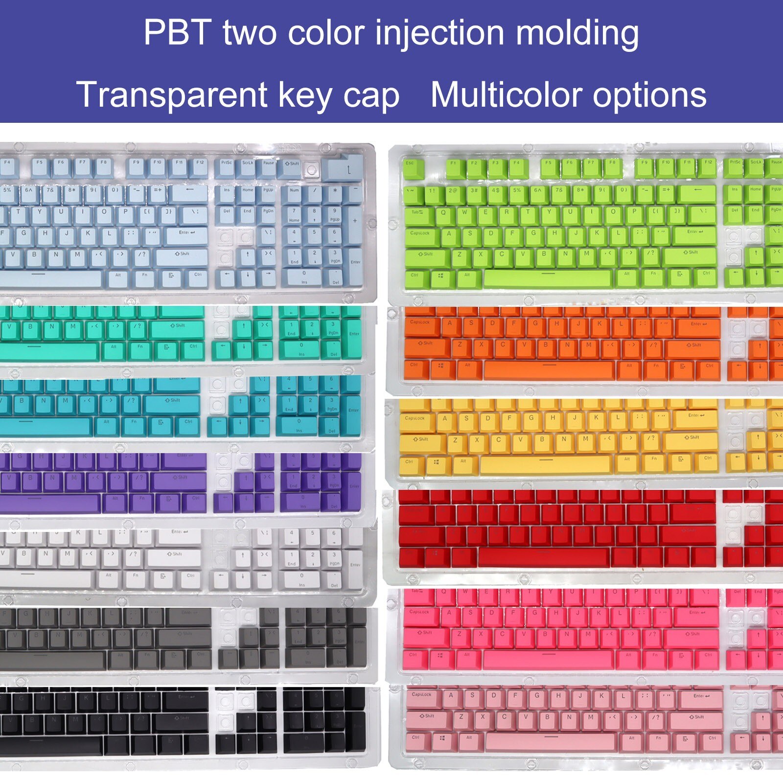 Höer 61/87/104 tasten pbt-tastenkappensatz farbig mechanische tastatur tastenkappen mit hintergrundbeleuchtung
