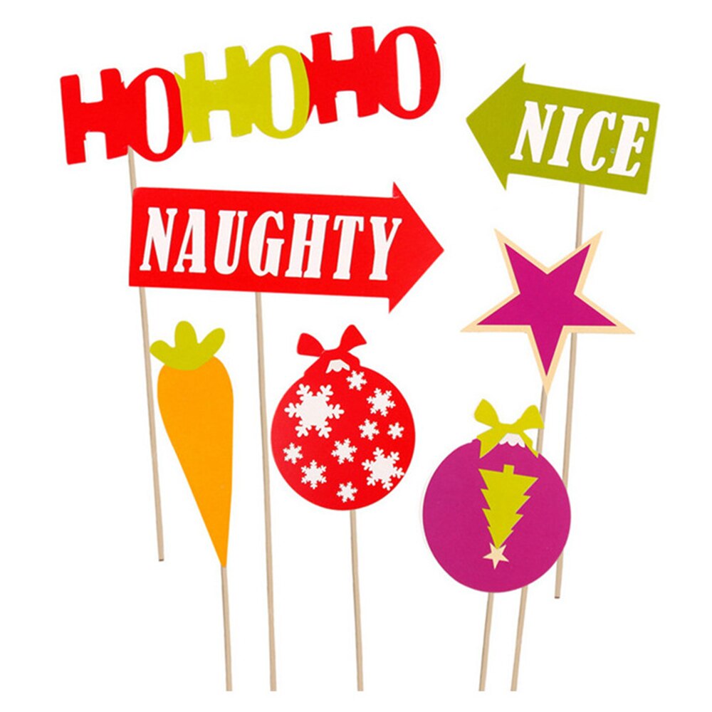 27pcs/set Christmas Photo Booth Props DIY Party Supplies Funny Party Lips Hat Antlers Glasses Beard HOHOHO Paper Photo Props