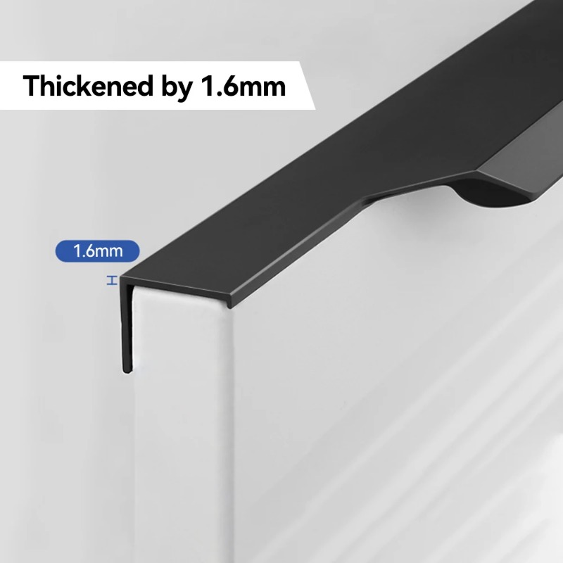 Invisible Long Handle Aluminum Alloy Kitchen Cabinet Handles Black Cupboard Wardrobe Door Handle Hidden Handles for Furniture