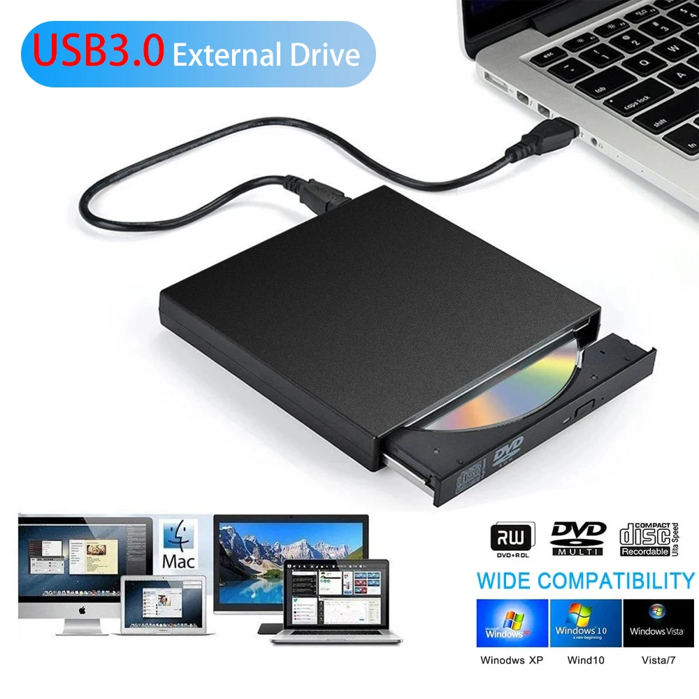 USB3.0 External CD DVD Drive CD/DVD Portable Player Burner Desktop One Computer Notebook Optical Disc Drive Player For Laptop PC