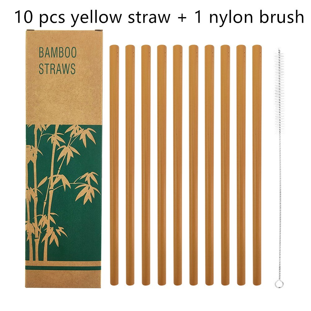 Natural Bamboo Drinking Straw Biodegradable Bamboo Straws Reusable Straw Travelling Set with Cleaning Brush Sugar Cane straw: 1165-A-1