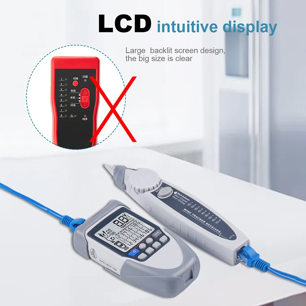 ET612 / ET613 LCD Digital Network Cable Tester Tracker POE Wire Checker Tracker Continuity POE Wire Wiremap Checker Scan Tools
