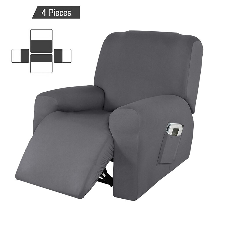 4 stk 1 sete tøye ut hvilestoltrekk spandex lenestoltrekk stue hvilestol sofatrekk sofa slipcover elastisk: Mørk grå