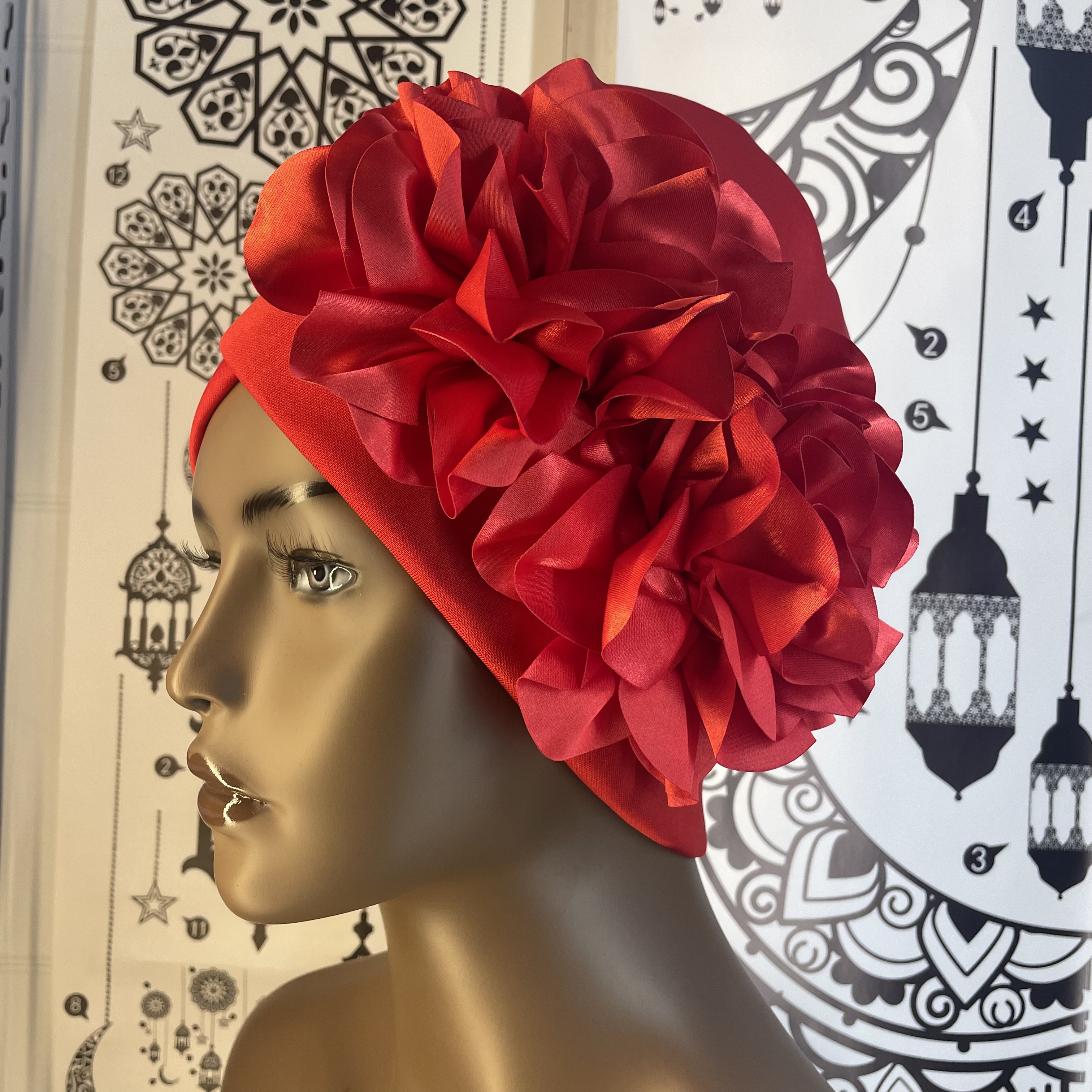 Women&#39;s Already Made Headties Damsak Aso Oke Auto Gele Turban African Hat with Flower Moslin Robe Hijab Cap Muslim Inner