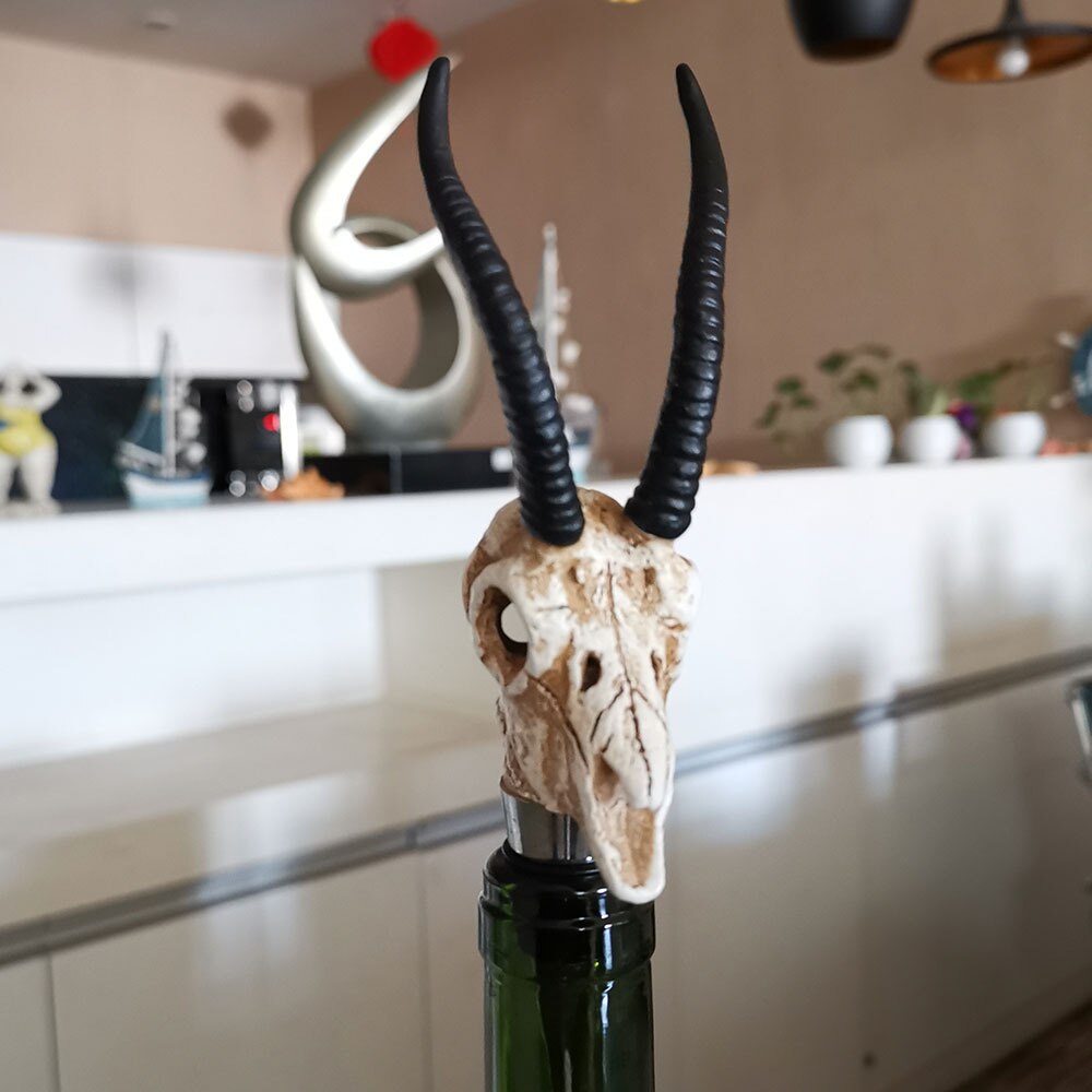 Antilope horn kranium vin flaske prop hjem dekoration vand bøffel kranium rødvin champagne prop: Antilope horn kranium