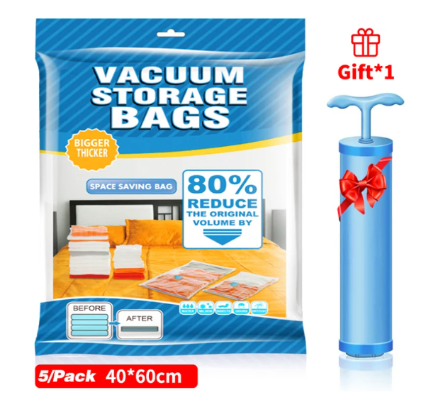 Sac de rangement sous vide, sac de rangement sous vide pour vêtements, sac de rangement pour literie, oreillers, serviette, gain d'espace, sac de voyage scellé avec Valve: Fluo - vert