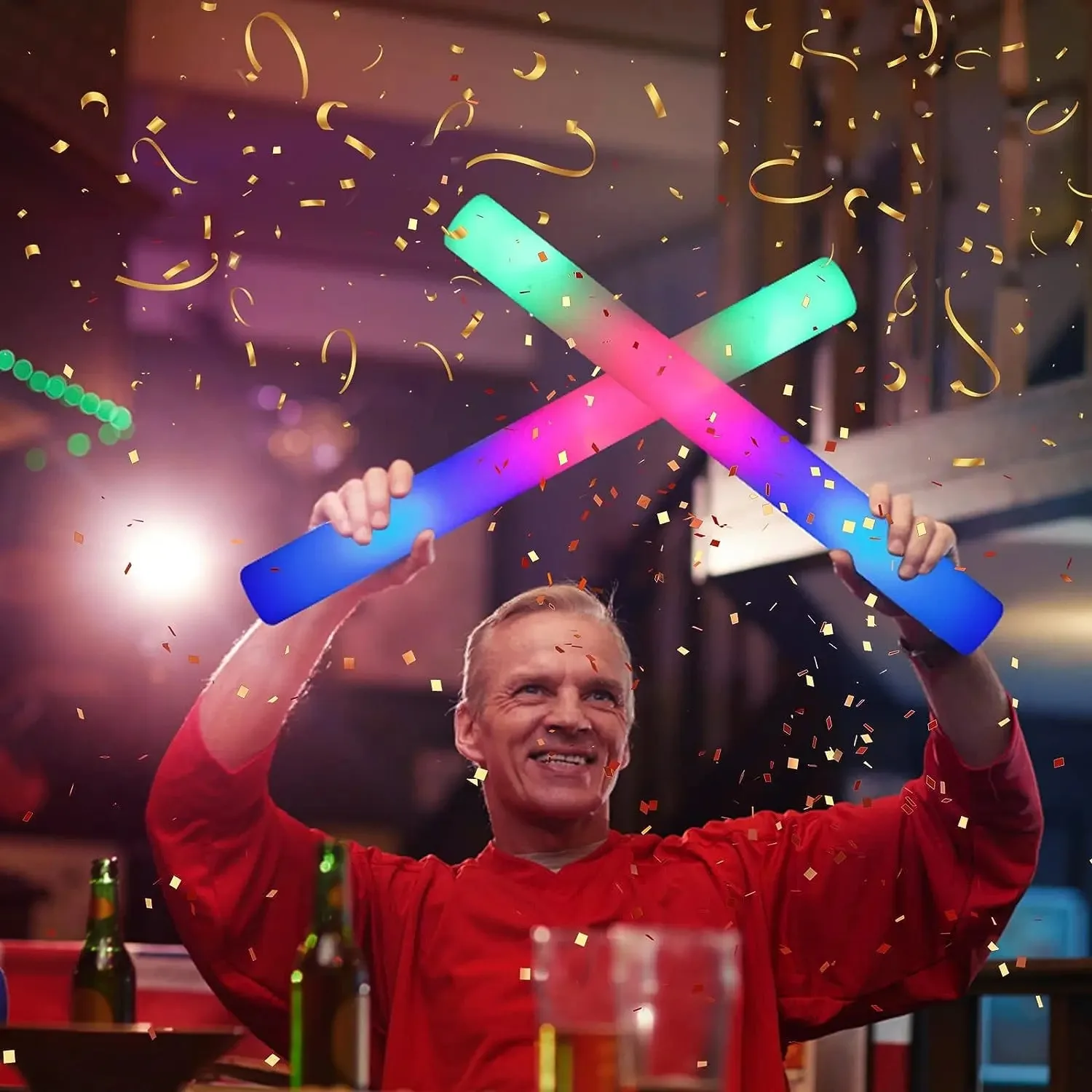 50 Uds. Barras luminosas LED a granel coloridas barras de espuma brillante RGB para Navidad cumpleaños boda suministros para fiestas que brillan en la oscuridad