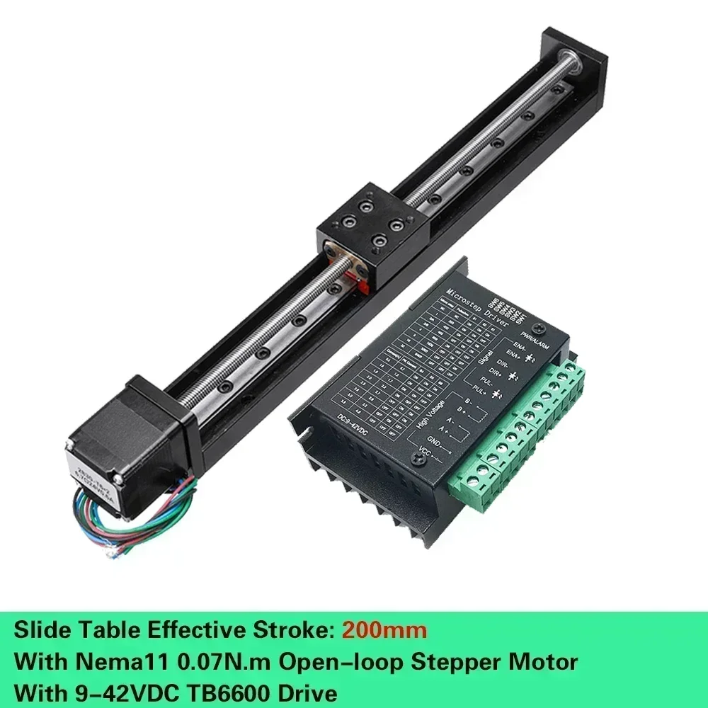 XYZ Axis Motorized Slide Table T-type Linear Guide Rail Stage CNC Mini Sliding Table Motor Drive Kit Electric Linear locking: black