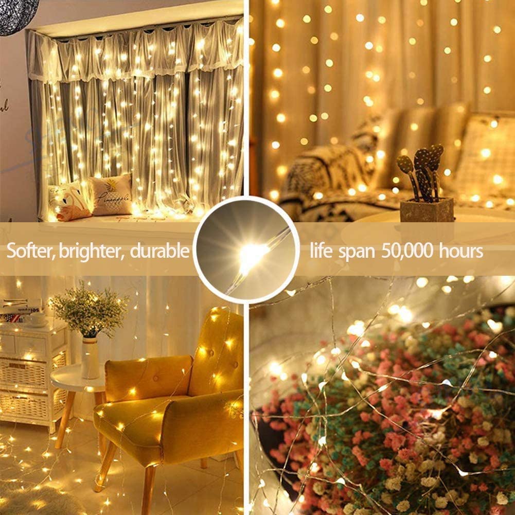 3M Led Gordijn Garland Usb String Lights Fairy Afstandsbediening Nieuwjaar Kerstvakantie Decoraties Voor Huis Venster Slaapkamer