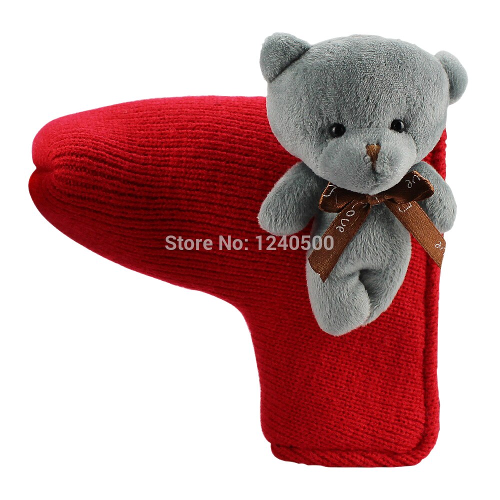 Golf Head Cover for Blade Golf Putter Cute Bear Soft Knitted Fabric Protector Cover Men Women Child Putter