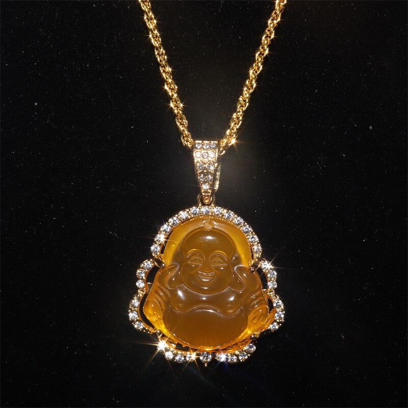 Roze Wit Boeddha Ketting Voor Vrouwen Exquisite Chinese Stijl Maitreya Buddah Ketting Hanger Vrouwelijke: AL2207-Yellow