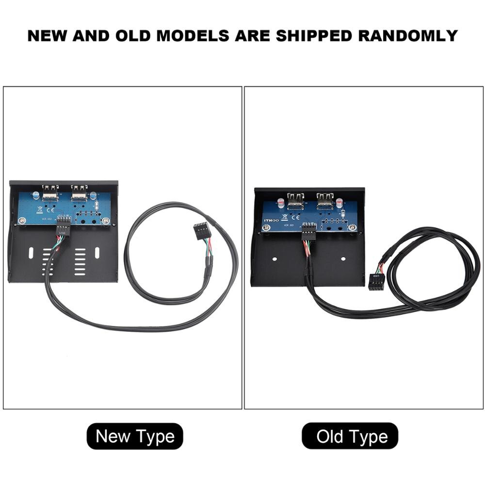 3.5 Inch USB2.0 2 Port 9-pin Tinned Copper Wire Floppy Drive Front Panel for desk top host with no front USB interface