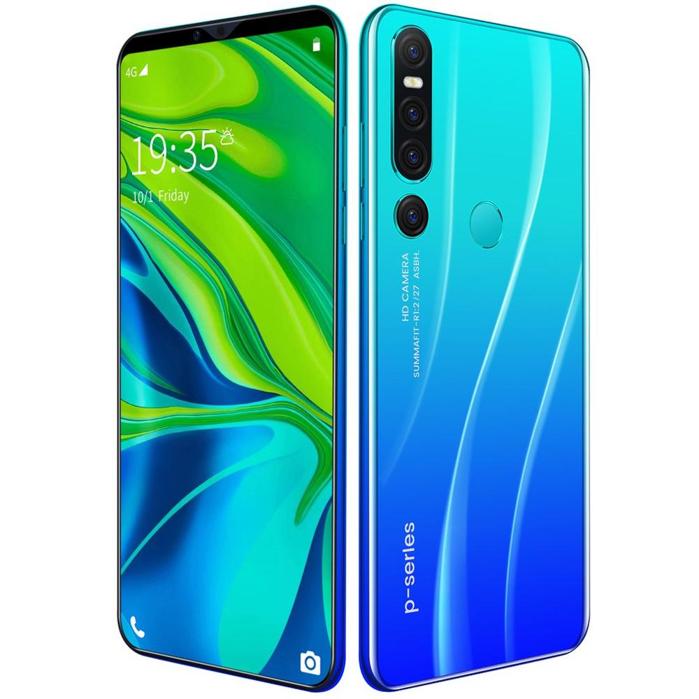 Novo p46 pro smartphone 1gb + 8gb celular android 9.1 handphone núcleo 6.1 polegada mobilephone rosto reconhecimento de impressão digital: US Blue