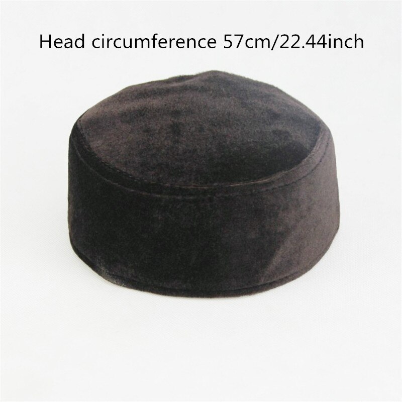 Chapeau Musulman en velours pour hommes, chapeau de prière d&#39;hiver, couvre-chef islamique, casquette Hijab arabe: 2