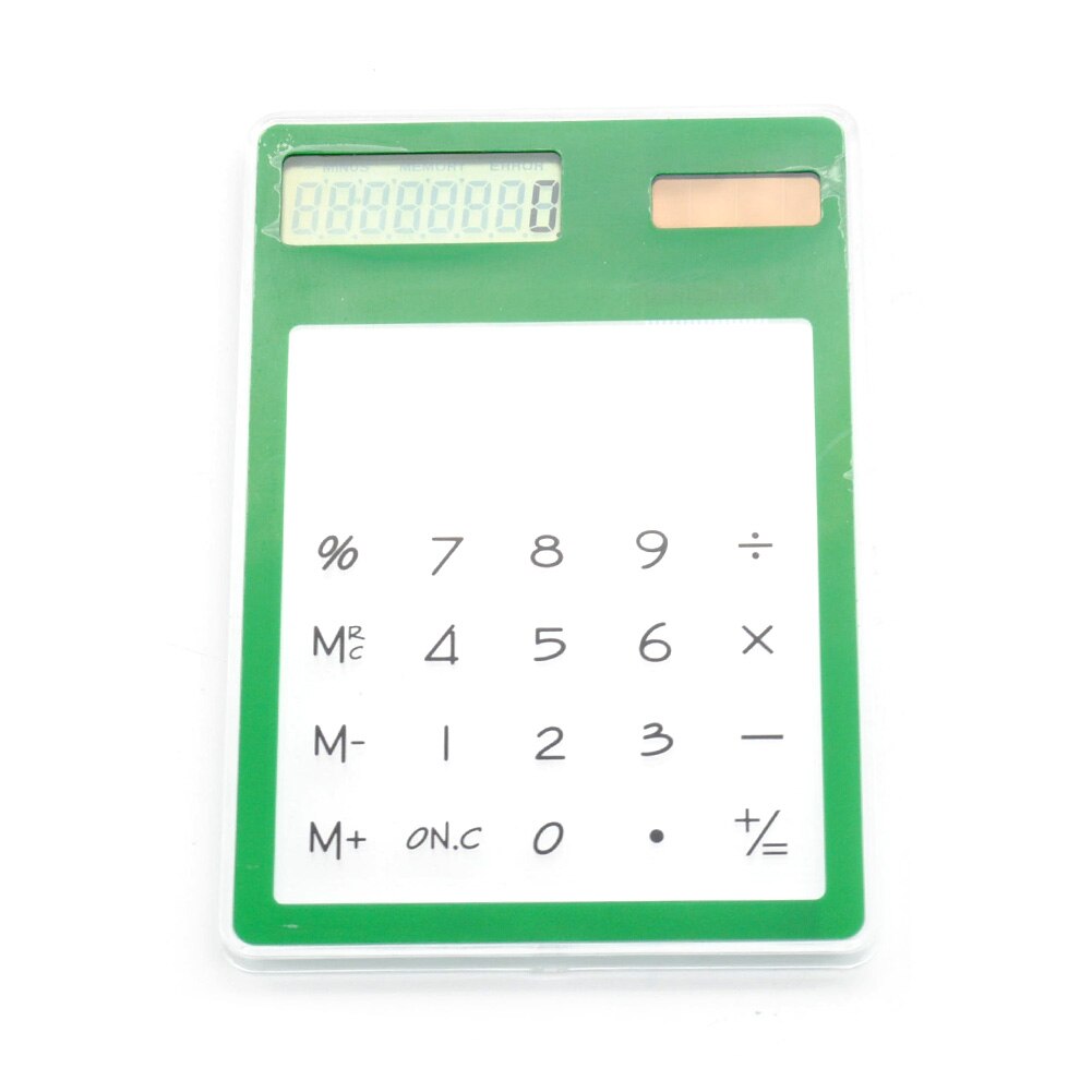 Solar Calculator LCD 8 Digit Touch Screen Ultra Slim Transparent Clear Student Calculator for School Office