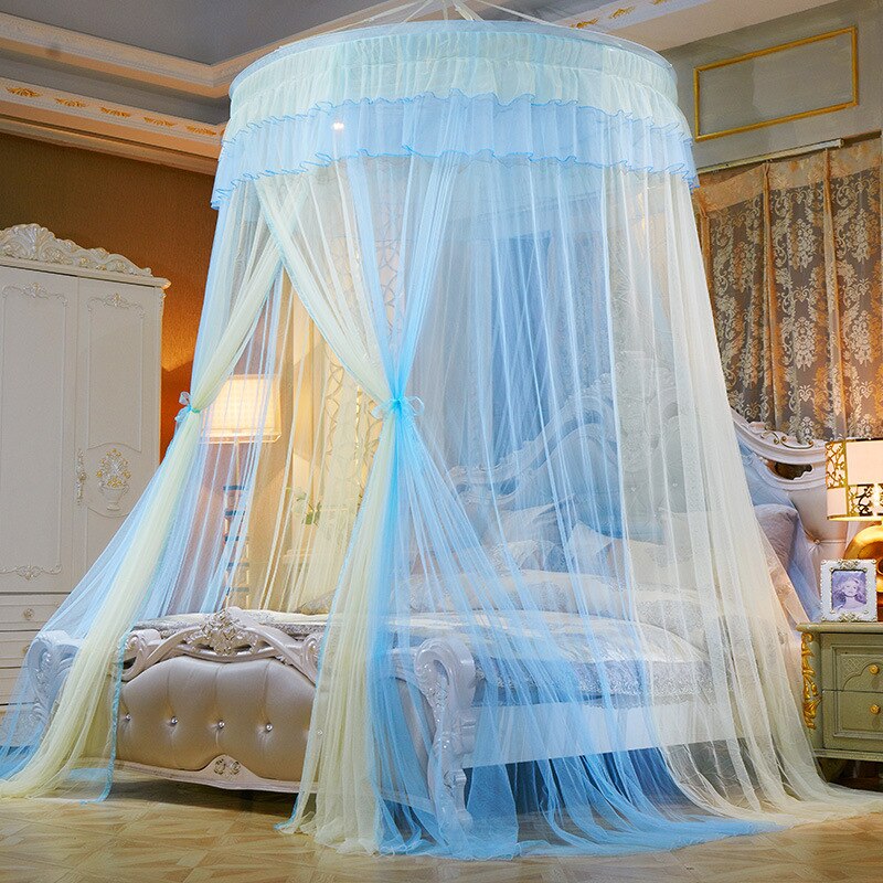 Bed Canopy Hung Mosquito-proof Net Round Top Princess Bed Tent Curtain Foldable Canopy On The Bed Fairy Lace Dossels: G