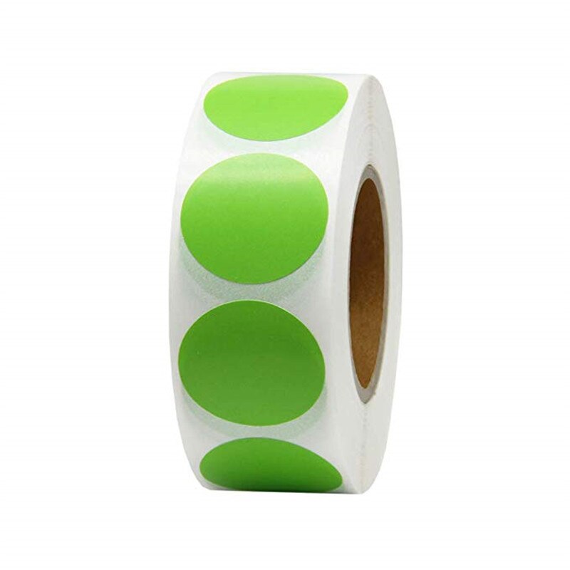 500Pcs/Roll Chroma Label Color Code Dot Labels Stickers 1 Inch Red Green White Yellow Blue Pink Black Purple Stationery Stickers: Green