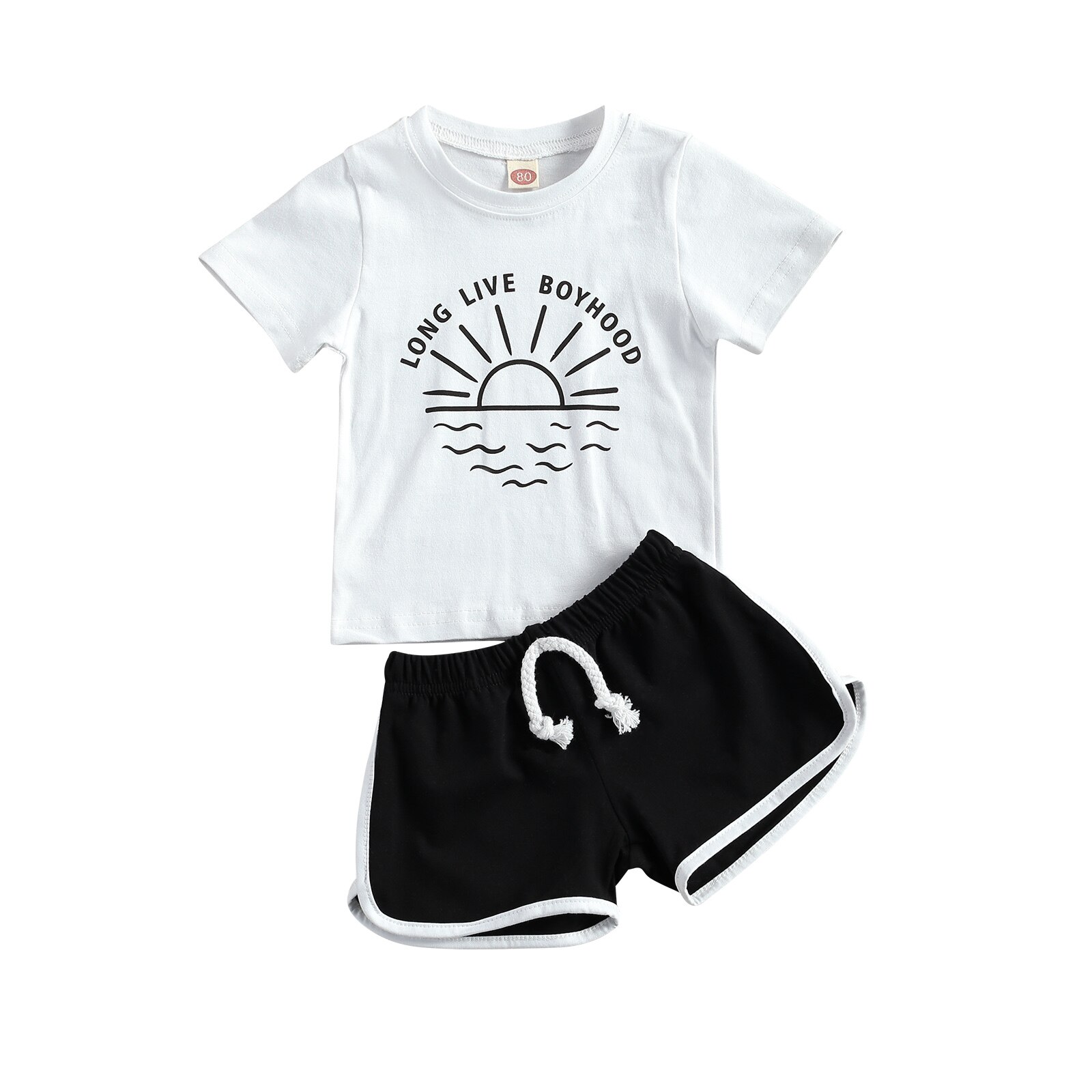 Peuter Kids Jongen 2 Stuk Outfit Set Zomer Korte Mouw Letter Print Tops En Shorts Set Kleding: 3-4 Years