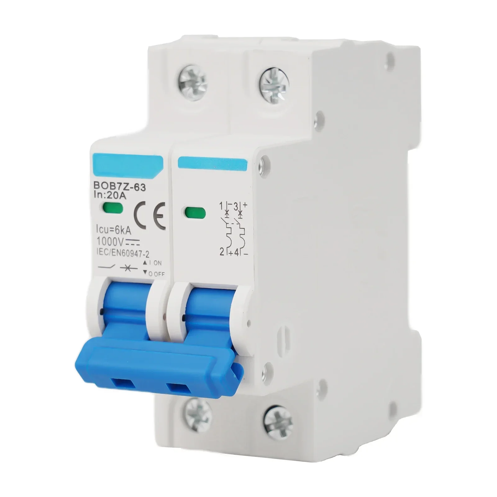 DC Stroomonderbreker 1000V 2 Pole Dubbele MCB Solar PV 6 10 16 20 32 40 50 63 Amp Solar vervangende Accessoires Voor Huishoudelijke: Goud