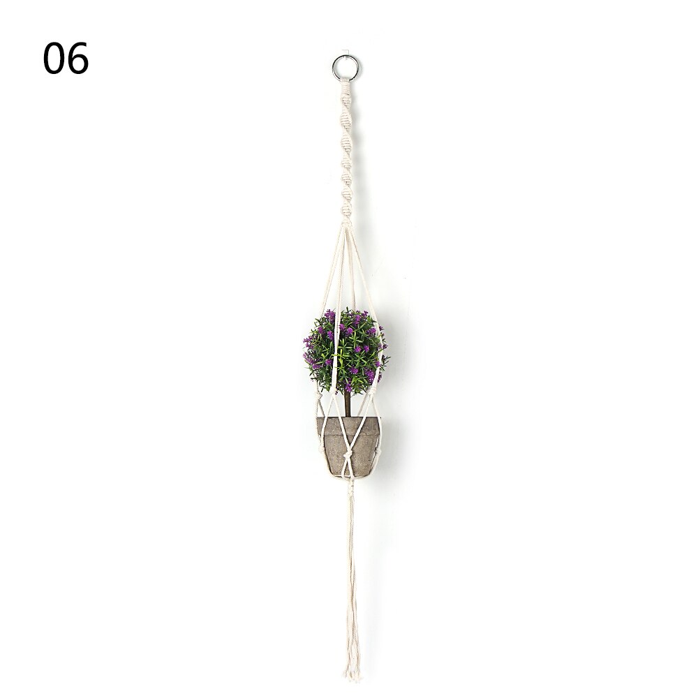 Macrame Plant Hangers Handmade Indoor Outdoor Hanging Planter Basket No Tassels Basket Cotton Rope with Beads Flower Pot Holder: Type 6