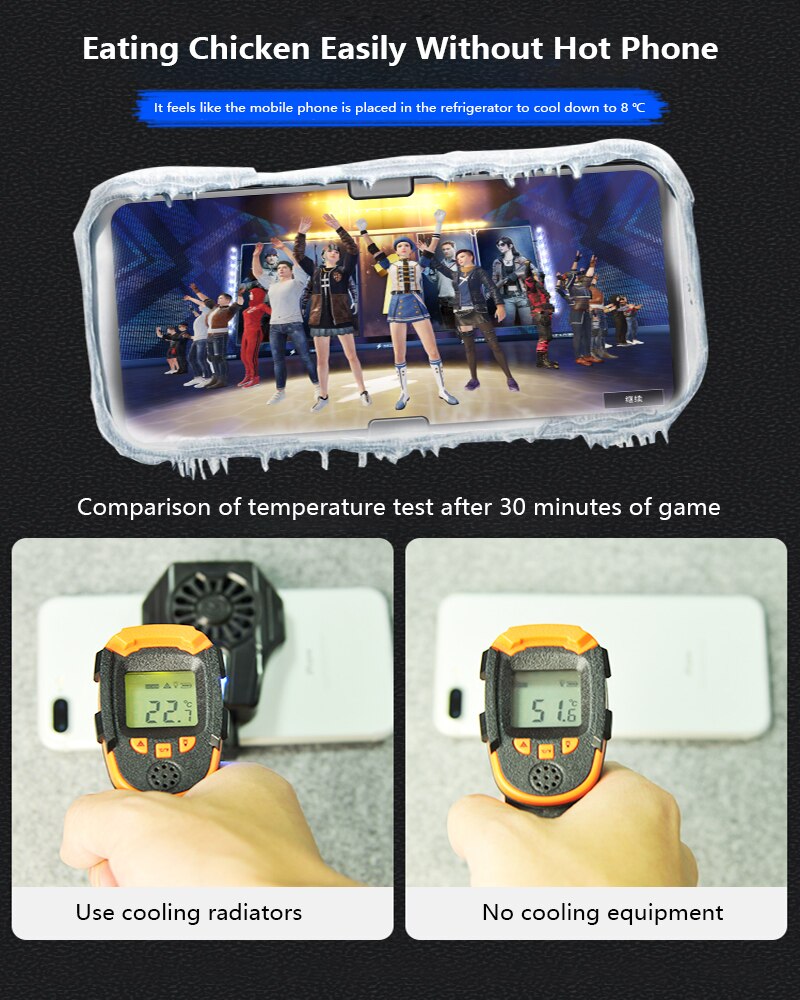Mobile Phone Cooler Game Cooler System Fan Cooling Cell Fan Holder Stand Coolers Cell Phone Radiator Mobile Phone Fan