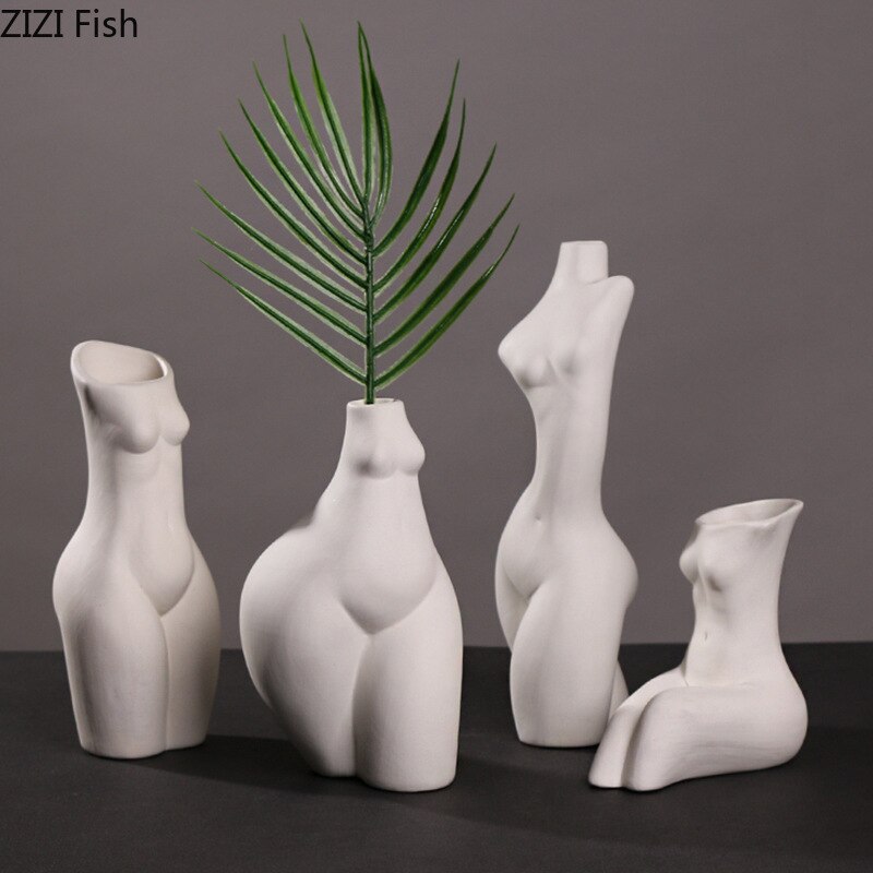 Nordiske nøgenfigurer vase menneskelig krop keramiske vaser buste karakter plantekrukker dekorativt blomsterarrangement boligindretning moderne