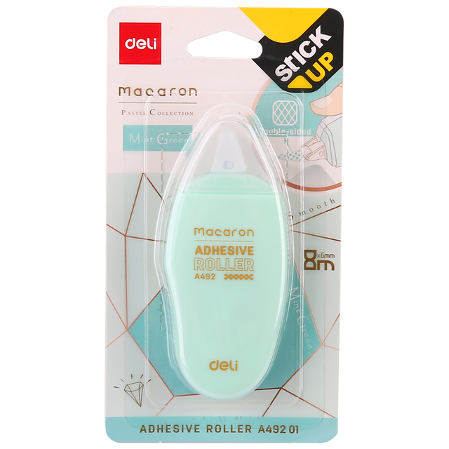 DELI Adhesive Roller Tape Glue 6mm*8m Student Double Sided Tape Strong StickySchool Office Stationery: Solid Green