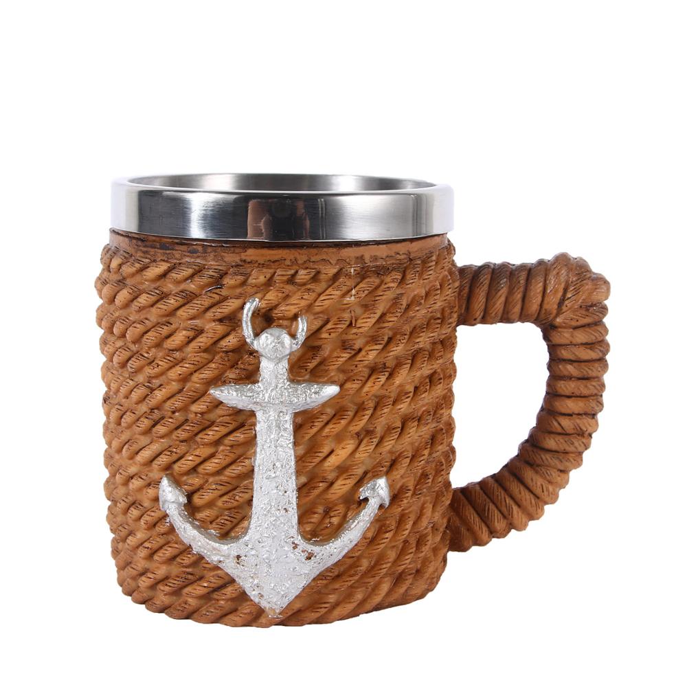 Nautische anker Rvs Hars 3D Bier Mok Beker Game Tankard Koffiekopje Wijnglas Mokken 350ml BESTE KREEG: Default Title