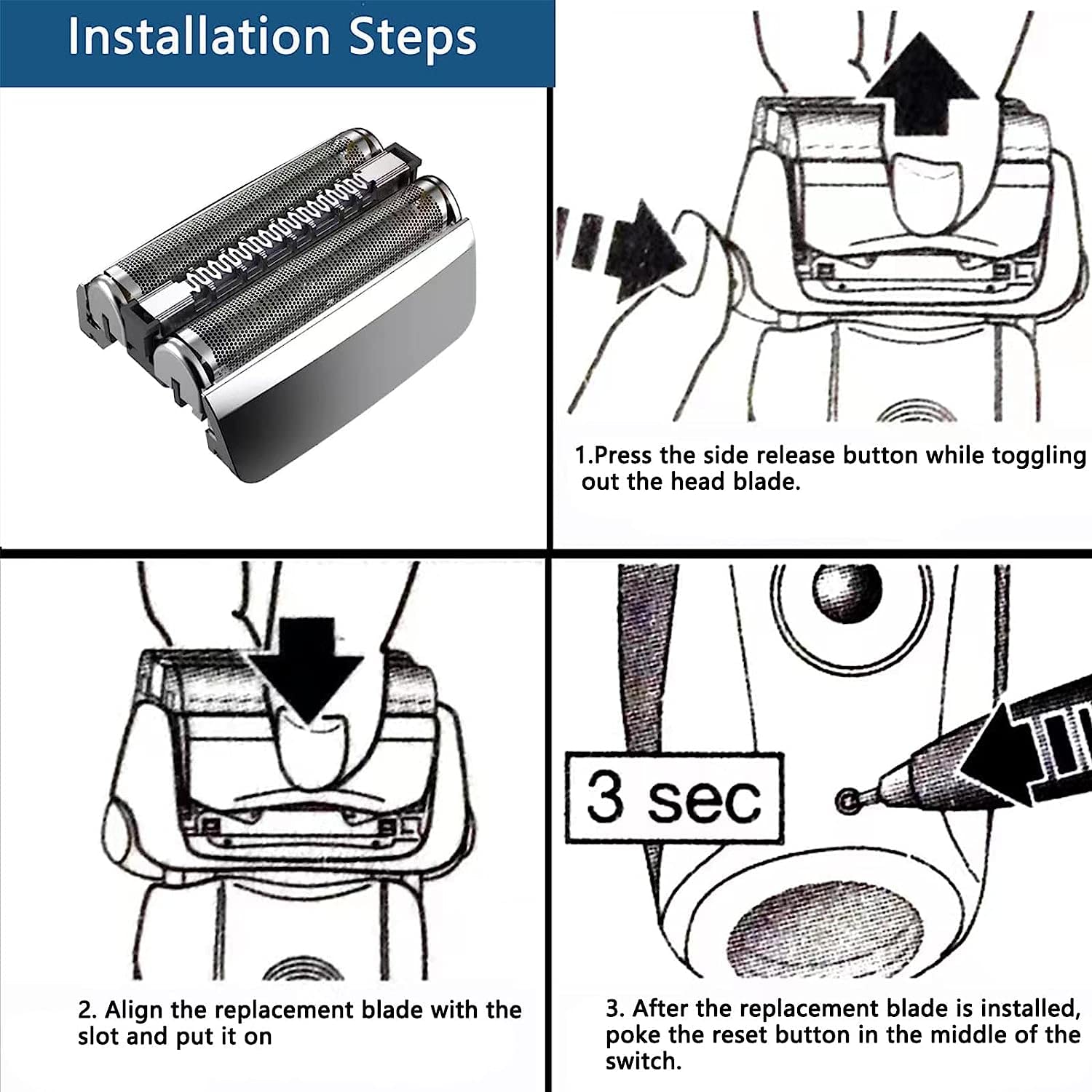 Serie 8 83M Vervangingskop Compatibel Met Braun S8 Elektrische Scheerapparaat 8320S,8325S,8330S,8340S,8350S,8345S, 8360cc,8365cc,8370cc