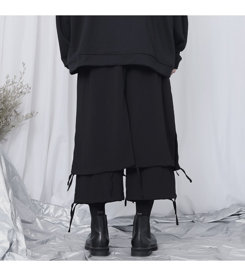 Jesienne codzienne męskie spodnie, męskie spodnie rybaczki, modne męskie niszowe wzornictwo Yamamoto dwuwarstwowe uwięzi luźny straigh