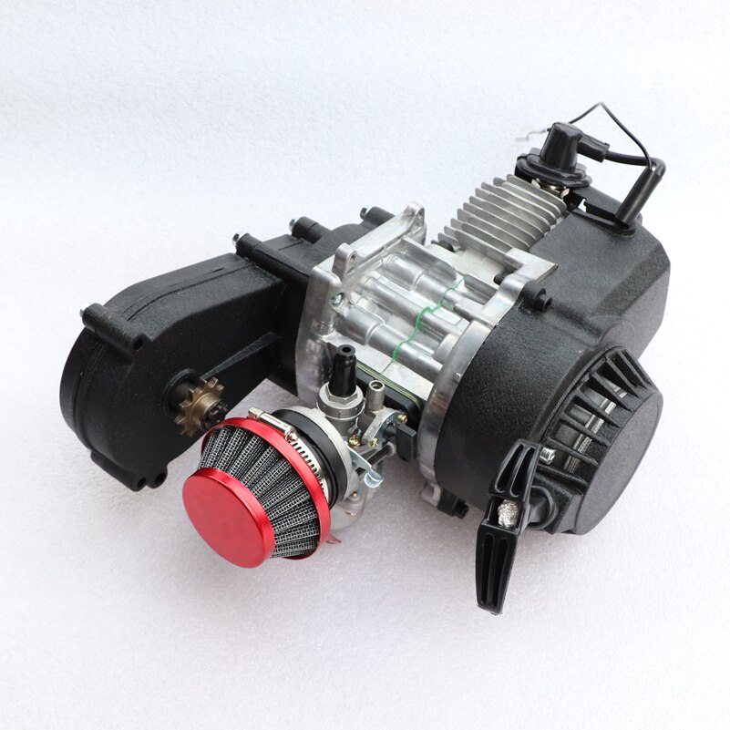 49cc 47cc Motorcycle Complete Engine for 2-Stroke Pull Start W/Transmission Mini Dirt Bike: red