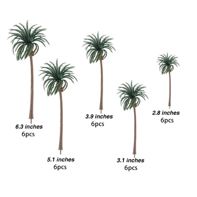 30pcs Artificial Coconut Palm Trees Scenery Model Miniature Architecture Trees