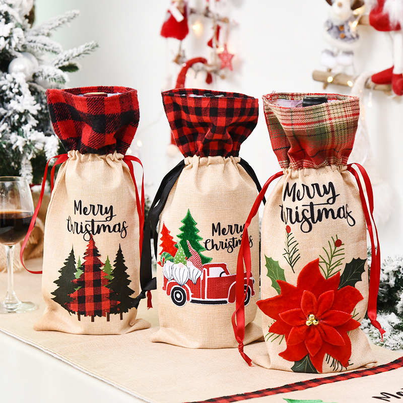 Jaar 2022 Kerstman Sneeuwpop Wijnfles Cover Noel Kerst Decoratie Voor Thuis Diner Decor Kerstcadeau Boom Ornament