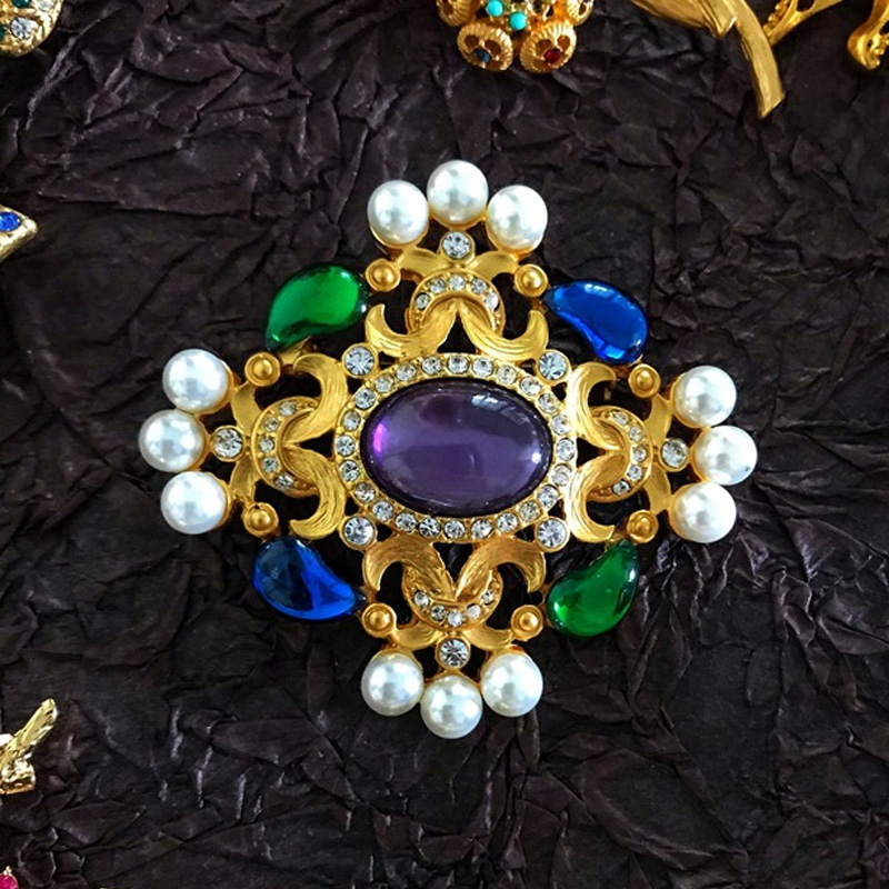 Vintage antieke stijl Gem broche mannen vrouwen feestjurk accessoires broches