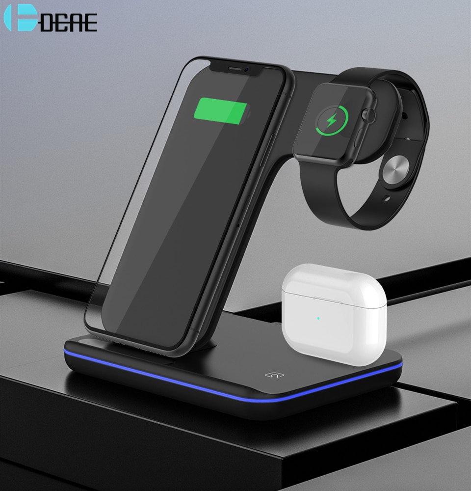 Qi 15W Draadloze Oplader Stand 3 In 1 Snel Opladen Dock Station Voor Airpods Pro Apple Horloge 5 Iwatch iphone 11 Xs Xr X 8 Samsung
