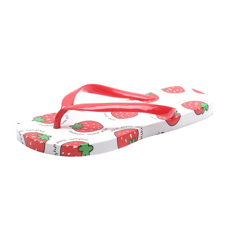 Pantoufles antidérapantes pour femmes, jolies chaussures d'été, fruits, ananas, fraise, pêche, fille, sandales confortables, nouvelle: Strawberry / 36