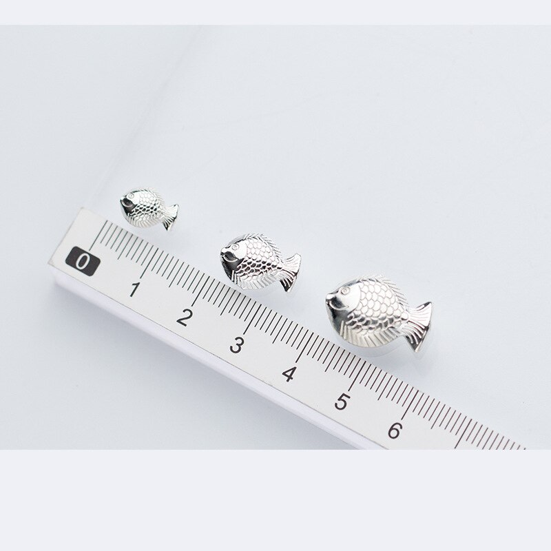 925 Sterling Silver Fish Spacer Beads S M L Size Craft Ornament Charm Silver Beads Fit Women Bracelets Necklace Make DIY Jewelry