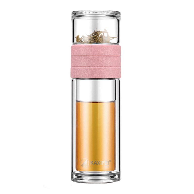 Termo de vidrio para infusiones, taza térmica para infusiones de acero inoxidable, novedad: Pink-glass cup