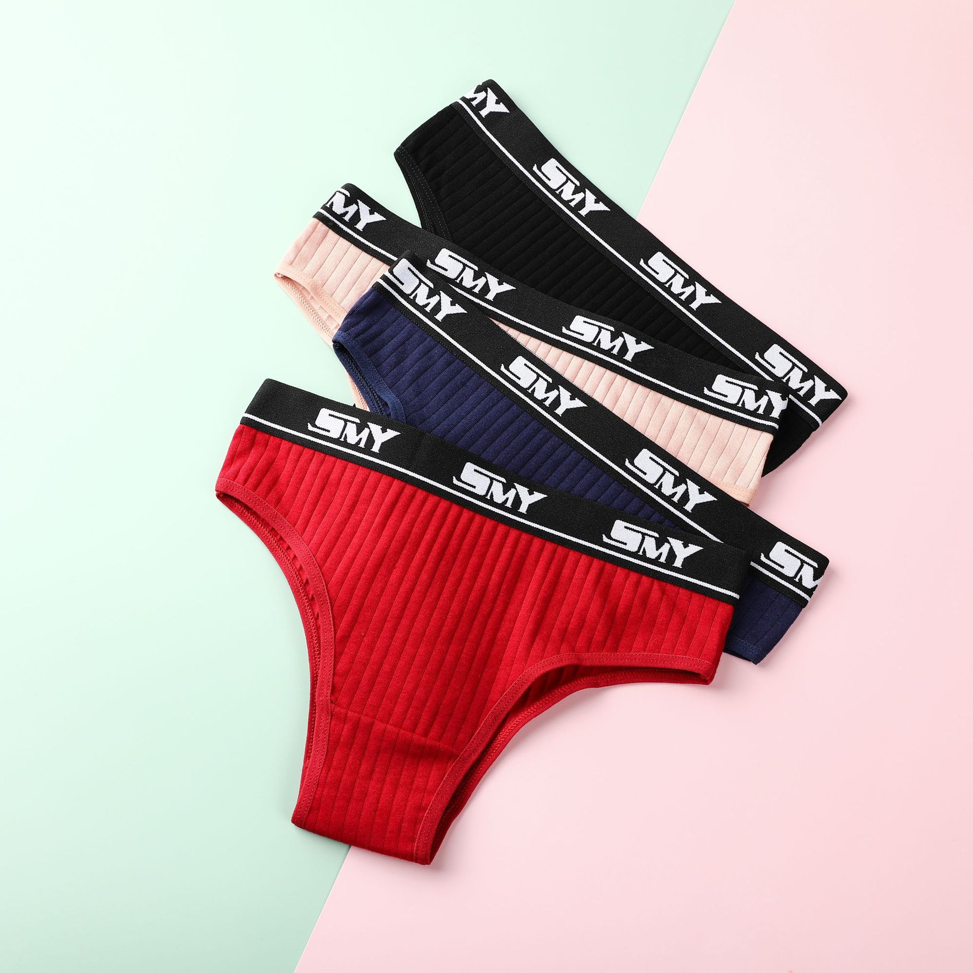 Plus Size Women Panties Solid Color Striped Underwear Letter Wide Belt Lingerie Famale Cotton Crotch Skin-Friendly Sports Thongs